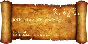 Köhler Árpád névjegykártya