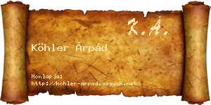 Köhler Árpád névjegykártya